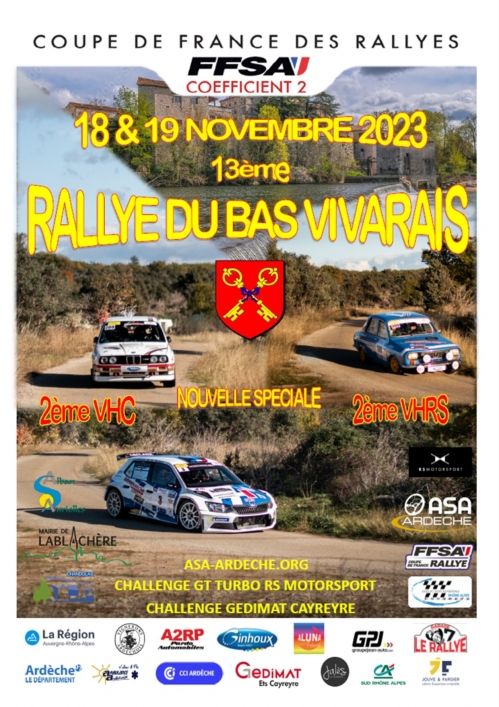 Affiche 13ème Rallye Régional du Bas Vivarais 2023