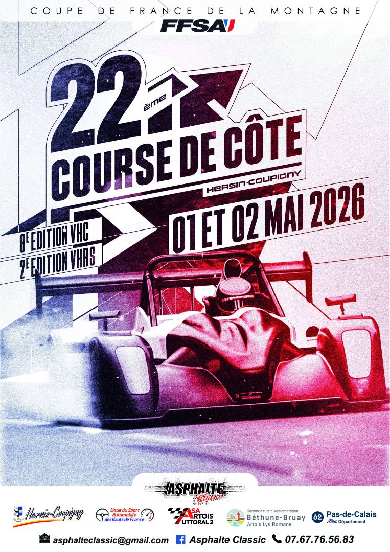 Affiche Course de Côte d’Hersin-Coupigny 2026 VHRS