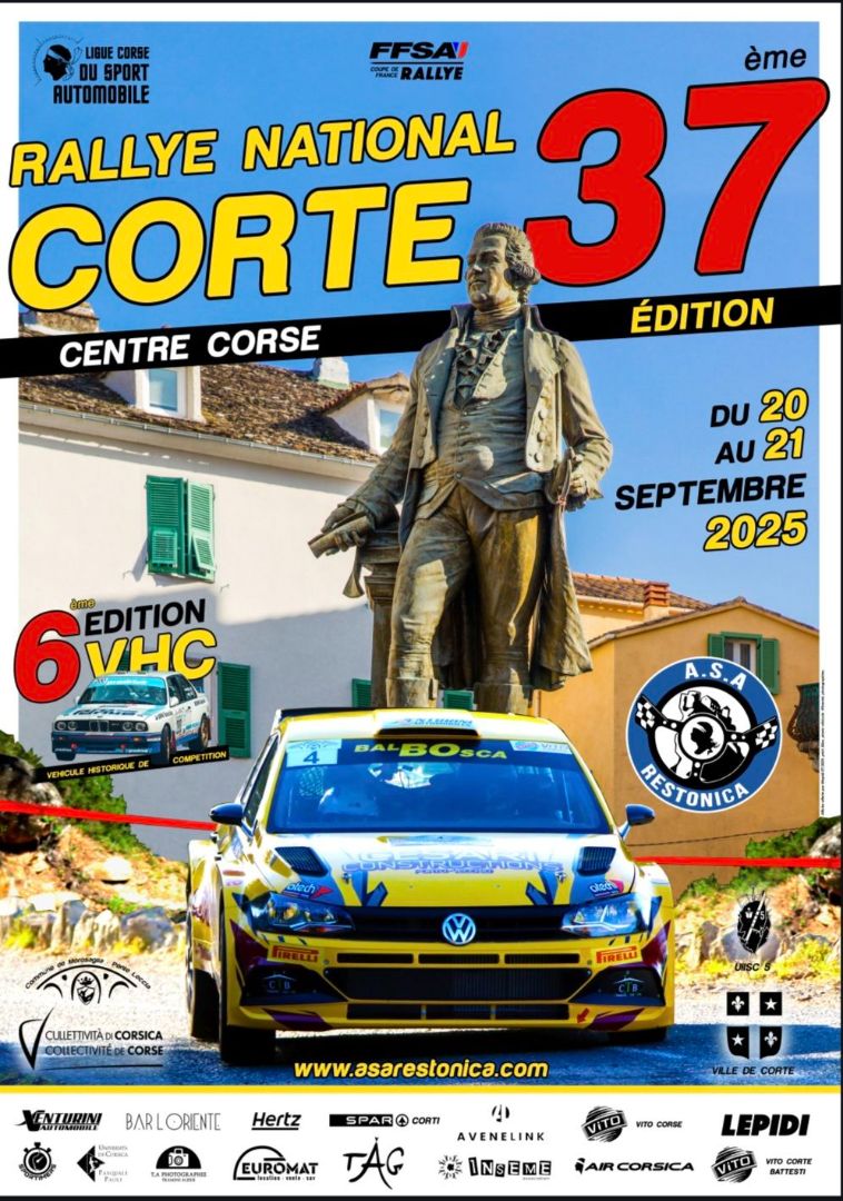 Affiche Rallye Corte Centre Corse 2025 Modernes et VHC