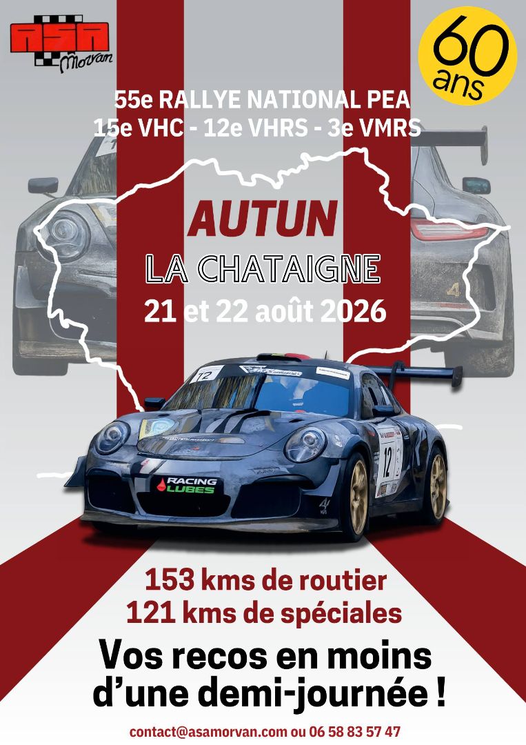 Affiche Rallye d’Autun Sud Morvan “La Châtaigne” 2026 VHRS & VMRS