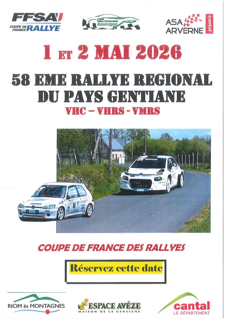 Affiche Rallye du Pays Gentiane 2026 VHRS & VMRS