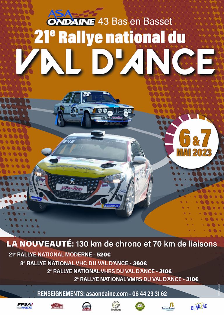 Affiche Rallye National du Val d'Ance 2023