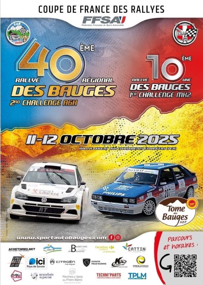 Affiche Rallye régional des Bauges 2026 Modernes et VHC